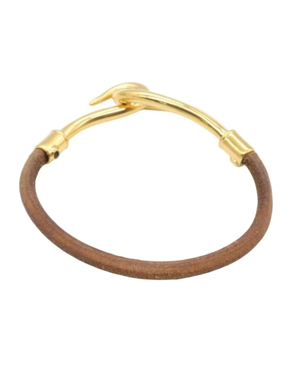 Hermes Jumbo Bra Gold Leather Bracelet
